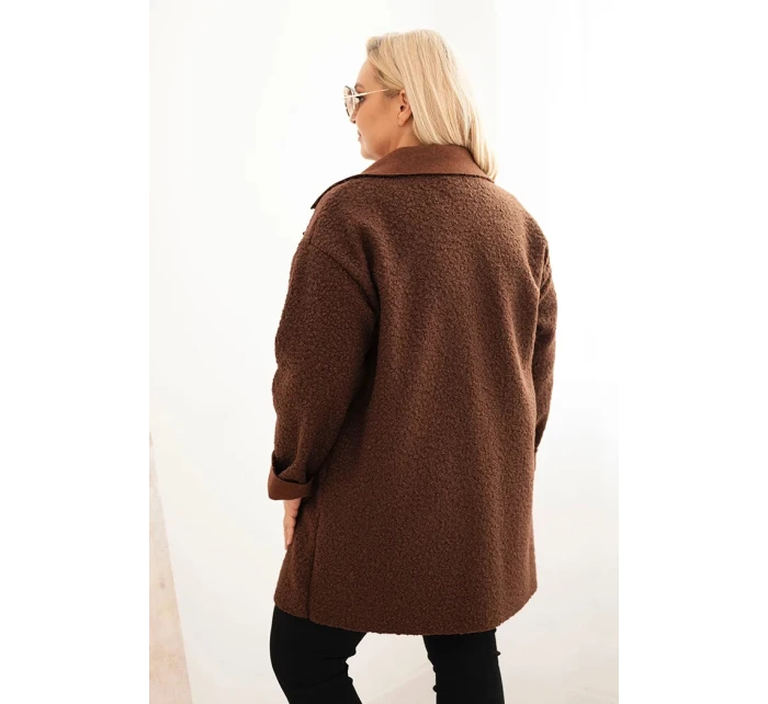 Dámský kabát Plus Size s vlnou a kapsami model 21393330 - K-Fashion