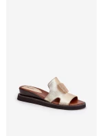 Dámské Klapky Na Klínu Eko Kůže Se Zlaté model 21686811 - Boto