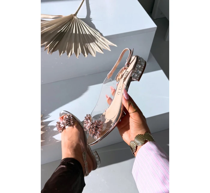 Průhledné sandály s mašlí D&A MR52-231 růžové zlato