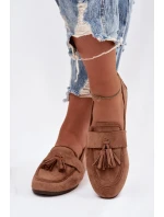 Dámské mokasíny ploché s třásněmi hnědé model 21919041 - Boto Dámské mokasíny ploché s třásněmi hnědé model 21919041 - Boto