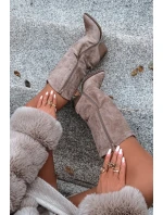 Zateplené dámské kovbojské kozačky Mavine – béžové