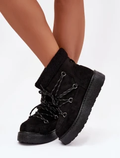 Dámské sněhule na platformě se šněrováním – černé model 21796256 - Kesi