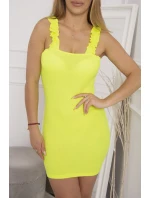 Žluté neonové šaty bez ramínek