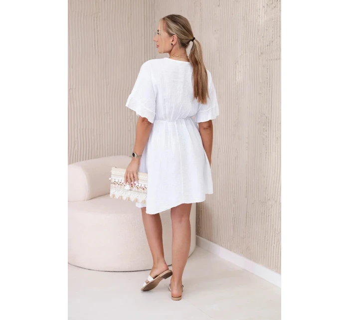 Mušelínové šaty s pasem ecru