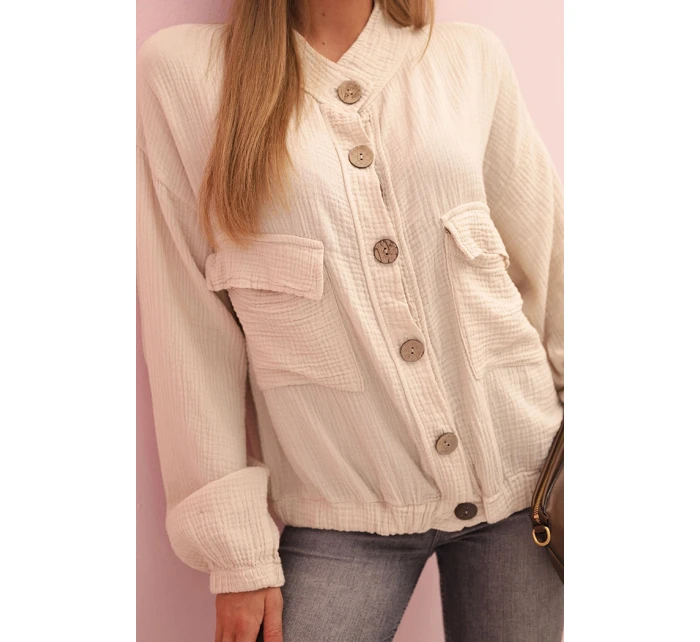 Dámská mušelínová košile s dlouhým rukávem béžová Dámská mušelínová košile s dlouhým rukávem béžová