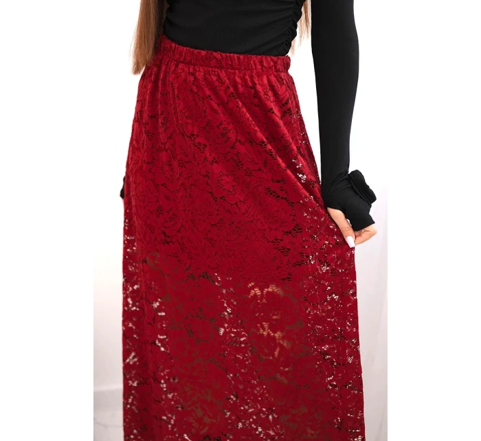 Dámská sukně s krajkou a podšívkou bordová