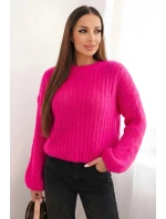 Svetr dámský z mohairu s bufáčovými rukávy malinová