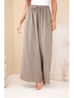 Dámské široké bavlněné kalhoty s gumou v pase fango