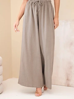 Dámské široké bavlněné kalhoty s gumou v pase fango