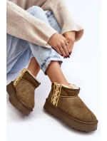 Kožené Semišové Sněhule Dámské Zelené model 21642388 - Boto