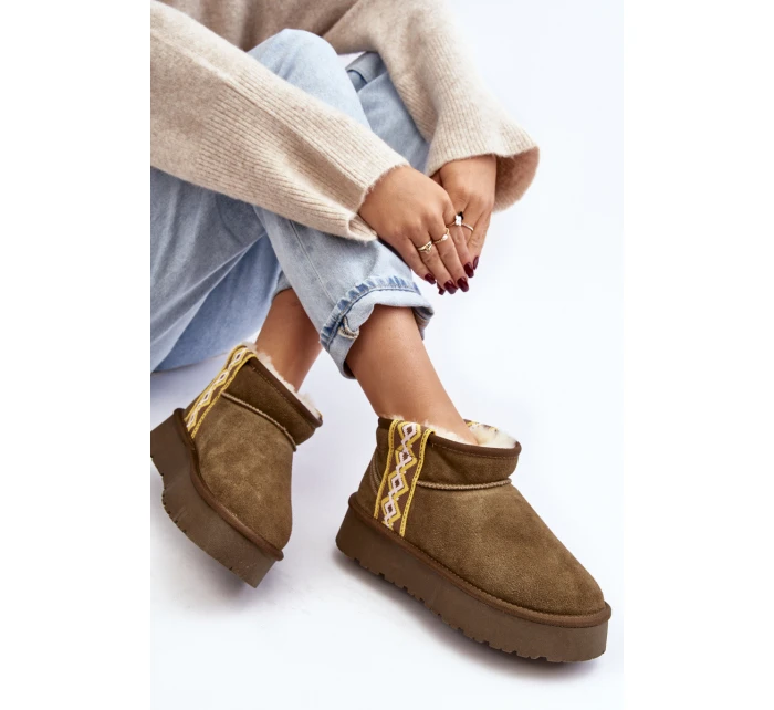 Kožené Semišové Sněhule Dámské Zelené model 21642388 - Boto