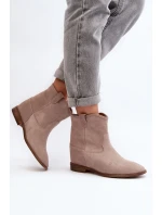 Zazoo 2326 Sametové Dámské Nazouváky na Ploché Podrážce Béžové