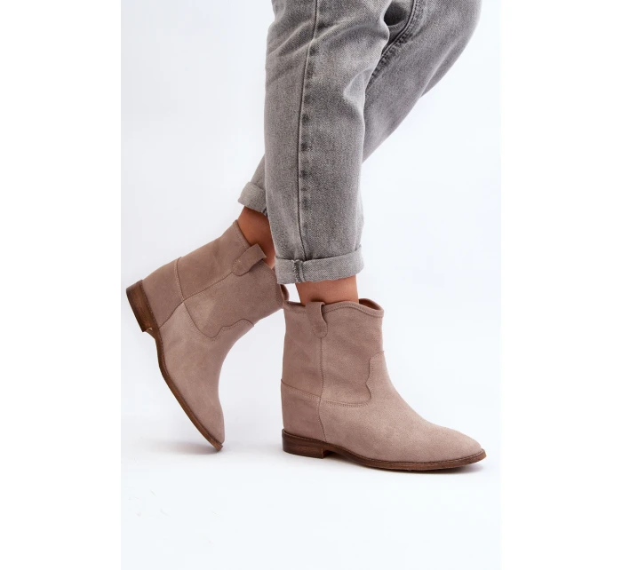 Zazoo 2326 Sametové Dámské Nazouváky na Ploché Podrážce Béžové