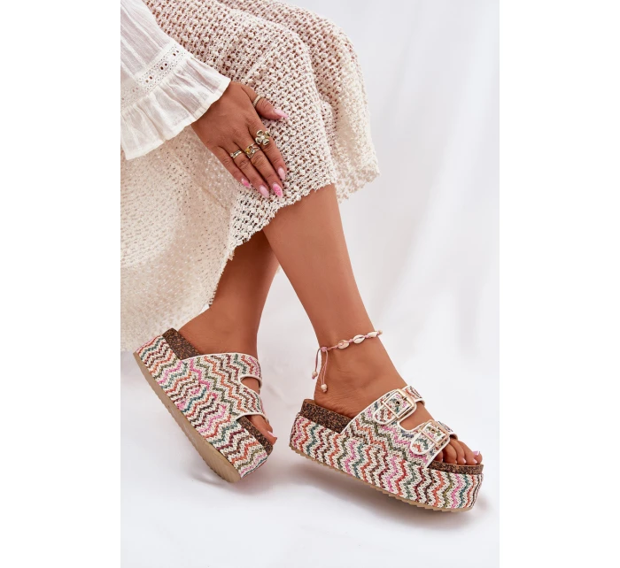 Dámské Sandály Na Masivní Platformě S Pletením A Přezkami Multikolor Dámské Sandály Na Masivní Platformě S Pletením A Přezkami Multikolor