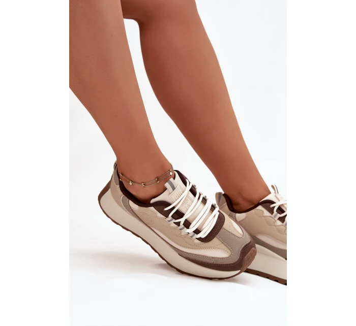 Dámské sneakers na platformě Big Star SS274002 HI-POLY SYSTEM Béžové Dámské sneakers na platformě Big Star SS274002 HI-POLY SYSTEM Béžové