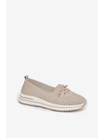 Kožené Ažurové Dámské Polobotky model 22013917 Béžové - S.Barski Kožené Ažurové Dámské Polobotky model 22013917 Béžové - S.Barski