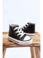 Dětské kožené vysoké tenisky Černe a bíle Marney Dětské kožené vysoké tenisky Černe a bíle Marney