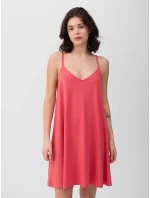 Dámské šaty na ramínkách s výstřihem 4F - oranžové