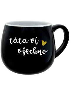 TÁTA VÍ VŠECHNO - černý keramický hrníček 300 ml