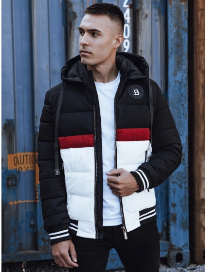 Pánská prošívaná zimní bunda s kapucí černá model 21980314 - Dstreet Pánská prošívaná zimní bunda s kapucí černá model 21980314 - Dstreet