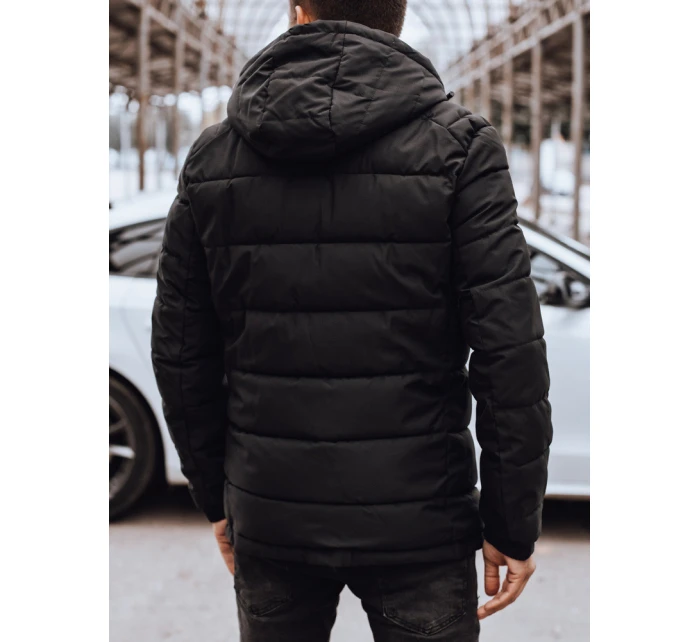 Pánská prošívaná zimní bunda s kapucí černá FashionStreet TX4892