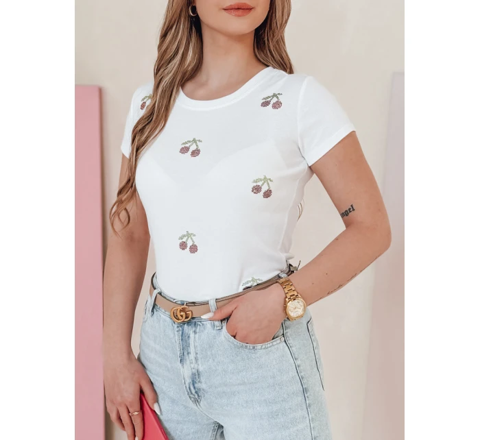 Dámské tričko v barvě třešní CHERRYDUST bílá Dstreet RY2853 Dámské tričko v barvě třešní CHERRYDUST bílá Dstreet RY2853