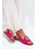 Dámské sandály s ozdobným srdcem S.Barski KV27-018 Fuchsie