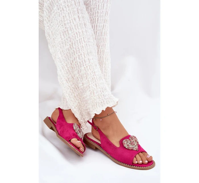 Dámské sandály s ozdobným srdcem S.Barski KV27-018 Fuchsie