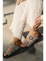 Semišové Dámské Pantofle S Přezkami D.Franklin DFSH405002 Zebra