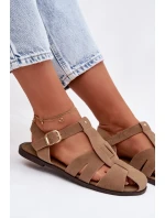 Dámské sandály Ploché Khaki model 21960876 - Boto Dámské sandály Ploché Khaki model 21960876 - Boto