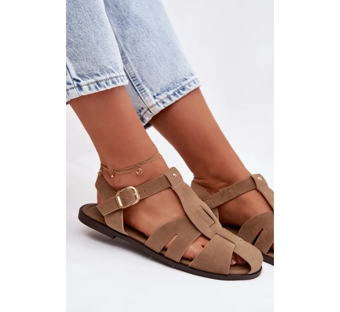 Dámské sandály Ploché Khaki model 21960876 - Boto Dámské sandály Ploché Khaki model 21960876 - Boto