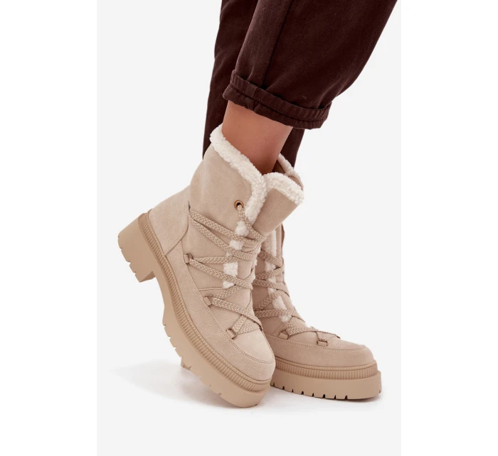 Dámské sněhule s kožíškem Irmara – béžové Dámské sněhule s kožíškem Irmara – béžové