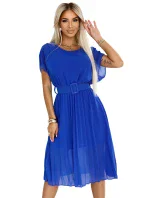 465-6 MIA Plisované šifonové midi šaty se širokým páskem - CHABROW 465-6 MIA Plisované šifonové midi šaty se širokým páskem - CHABROW