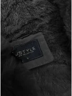 Černá krátká zimní bunda parka s kožešinovou podšívkou (16M9062-392)
