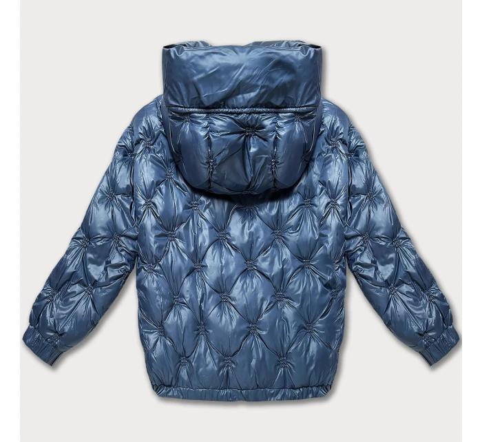 Světle modrá prošívaná oversize bunda s kapucí Minority (M2-6510-30)