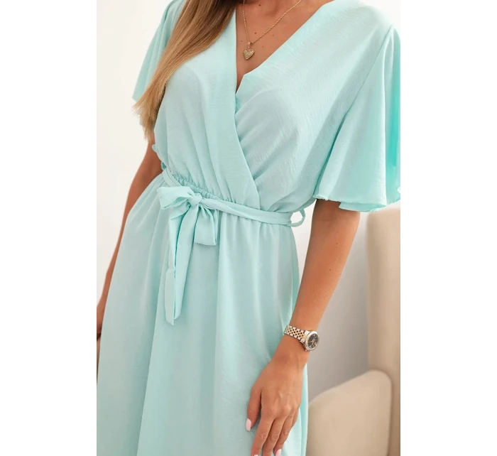 Šaty s překládaným výstřihem mátová Šaty s překládaným výstřihem mátová