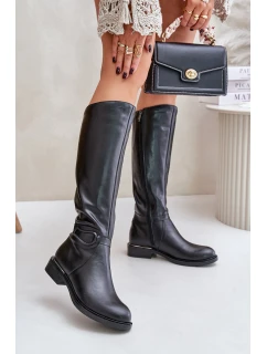 Zazoo 70140 Kožené dámské kozačky nad kolena zateplené černé