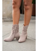 Dámské Prodyšné Kotníkové Boty Na Podpatku Béžové S.Barski HY51-125