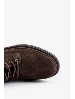 Semišové Zateplené Pánské Kotníkové Boty na Zip Big Star Hnědé