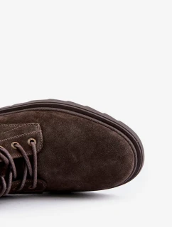 Semišové Zateplené Pánské Kotníkové Boty na Zip Big Star Hnědé