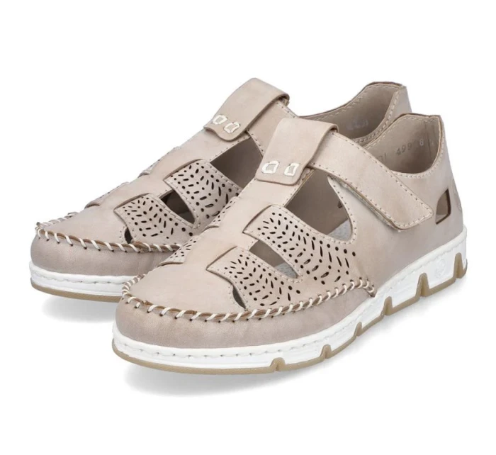 Rieker W RKR651 béžové kožené polobotky s háčkem a smyčkou