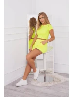 Bavlněná souprava se šortkami žlutá neonová
