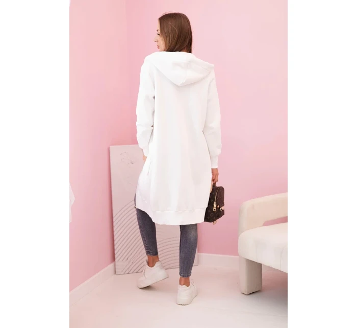 Dámská zateplená mikina s kapucí a zipem ecru