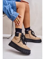 Dámské Zateplené Kotníkové Boty Na Platformě Hnědé model 21673106 - EVENTO