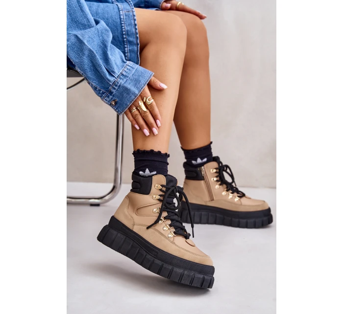 Dámské Zateplené Kotníkové Boty Na Platformě Hnědé model 21673106 - EVENTO