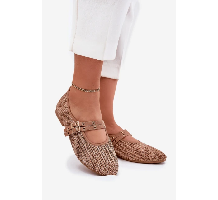 Baleríny S Pletením A Pásky Khaki model 21699466 - Boto