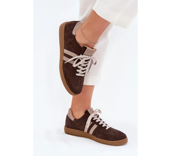 model 21703119 Semišové Nízké Tenisky Dámské Čokoládové - Zazoo