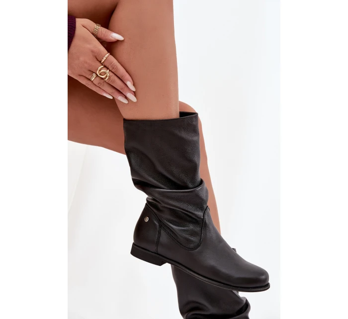 Dámské kožené kozačky model 21725114 černé - Maciejka