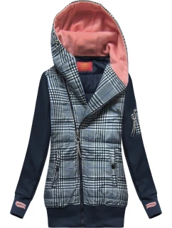 Tmavě modrá mikina z různých spojených materiálů model 21299966 - LHD