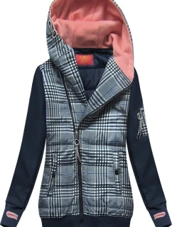 Tmavě modrá mikina z různých spojených materiálů model 21299966 - LHD